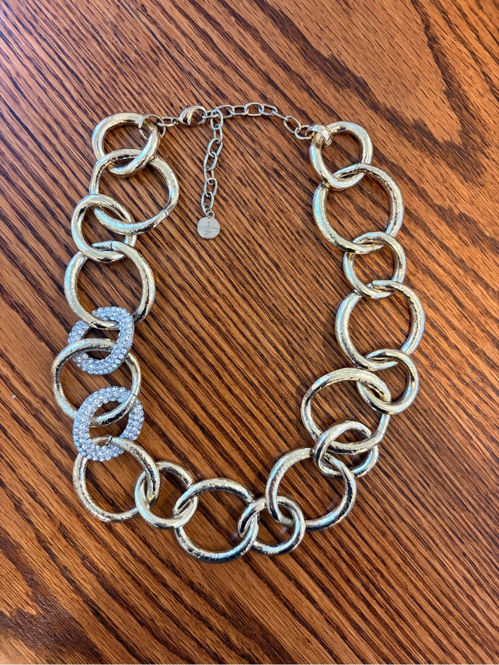 R.J. Graziano Y2K Gold Tone Chunky Link Crystal Statement Necklace